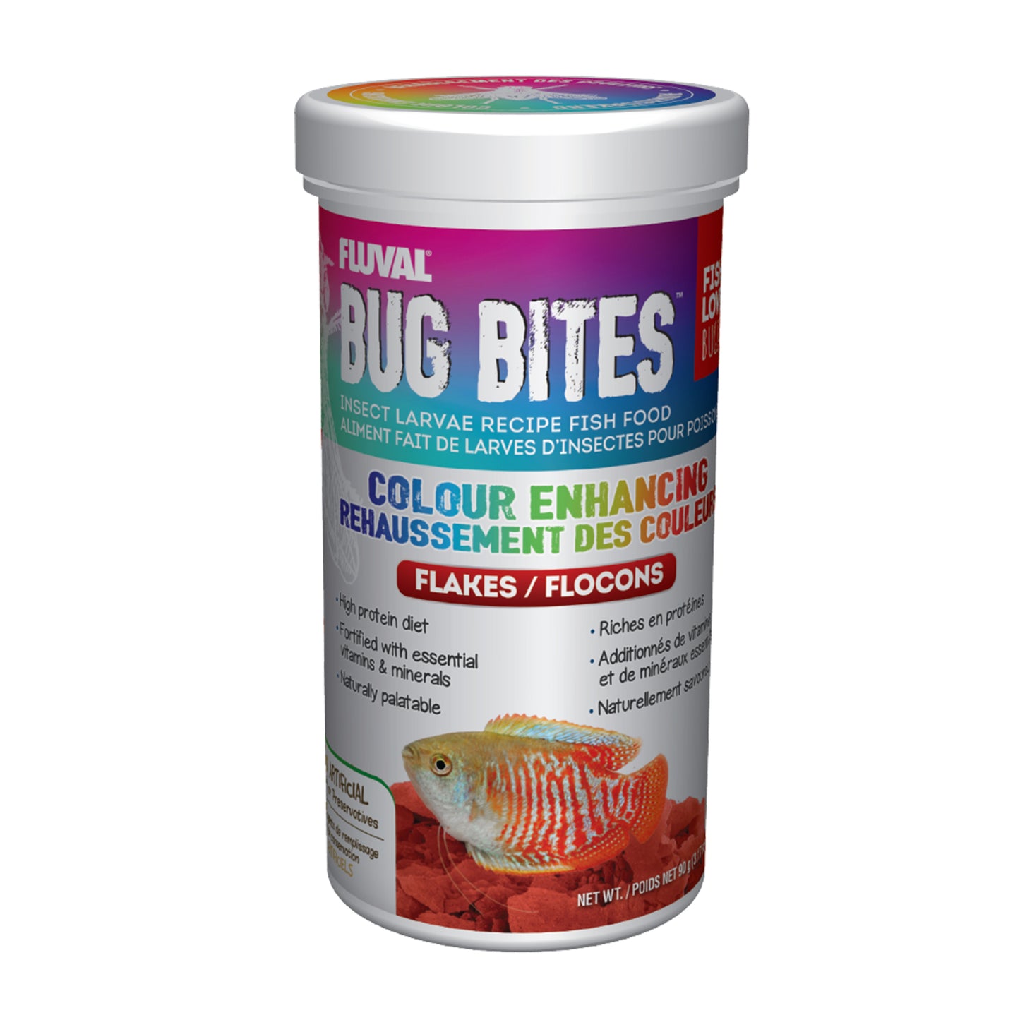 Fluval Bug Bites Colour Enhancing Flakes 90G